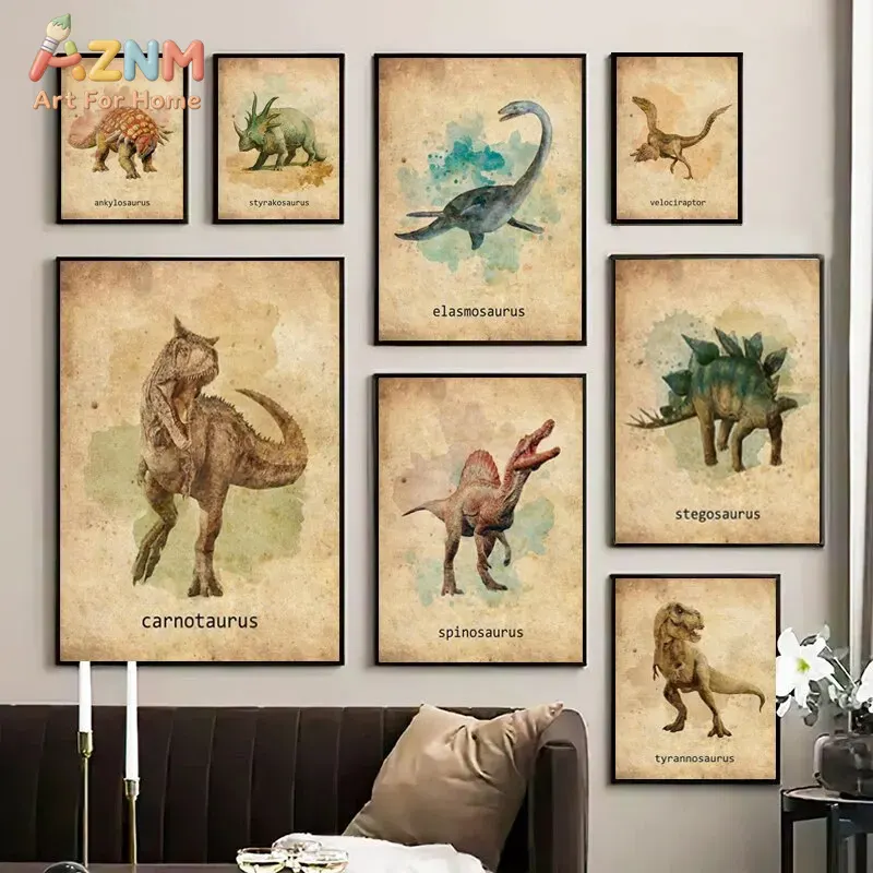 Kids Education Name - AZNM Lukisan Dinding Kanvas Bertema Dinosaurus