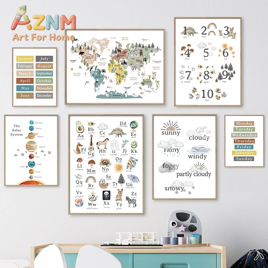 Lukisan Kanvas Poster Cetak Ga - Kids Education Number ulasan dan harga